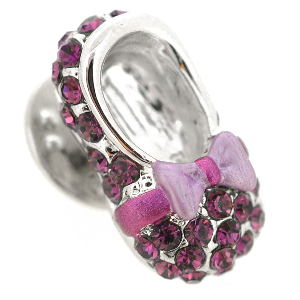 Purple Bow Flat Crystal Shoes Brooch Pin