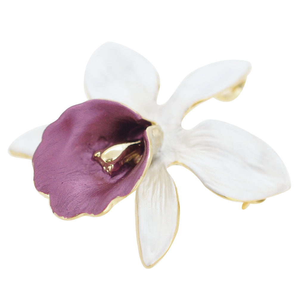 Small White Orchid Flower Brooch Pin And Pendant