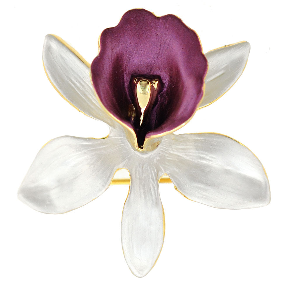Small White Orchid Flower Brooch Pin And Pendant