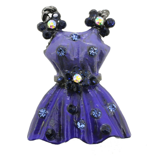 Purple Dress With Flower Belt Swarovski Crystal Brooch Pin