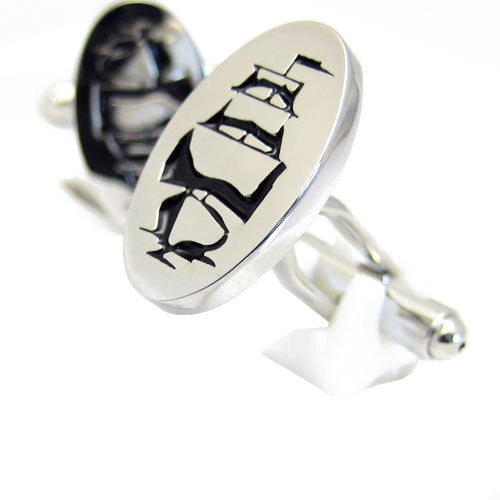 Black and Silver the Wind and Waves Cufflinks