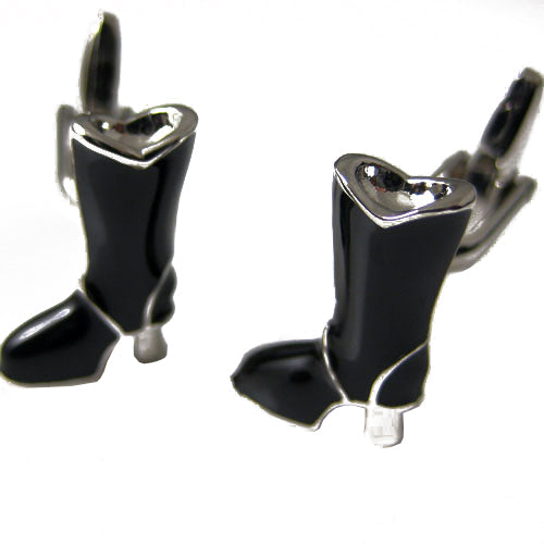 Black and Silver Boots Cufflinks