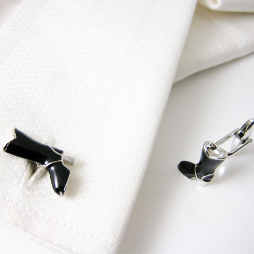 Black and Silver Boots Cufflinks