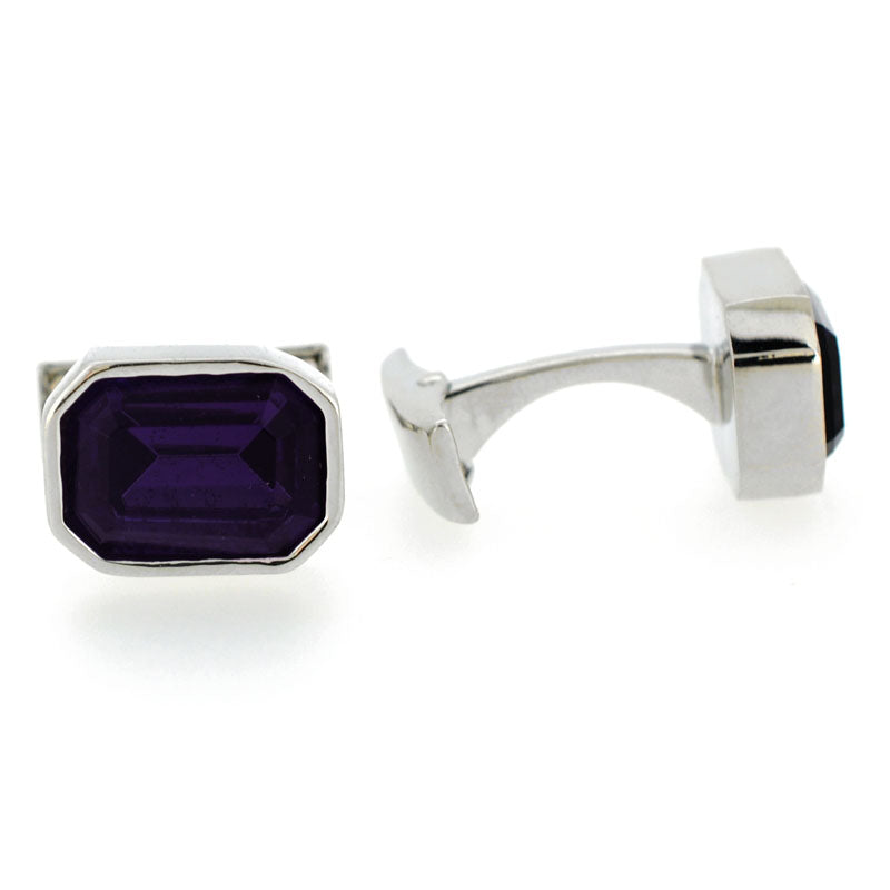 Amethyst Purple Crystal Cufflinks