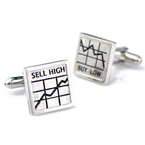 Black and Silver Square Stock Market business Cufflinks