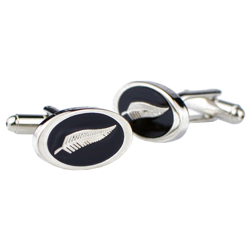 Black and Silver Leaves Cufflinks