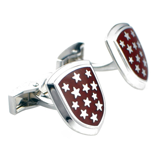 Red Shield With Silver Star Cufflinks