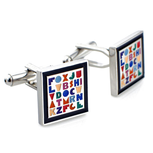 Black Square and Colourful Letter Cufflinks