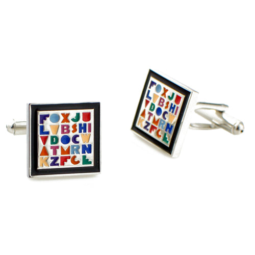 Black Square and Colourful Letter Cufflinks