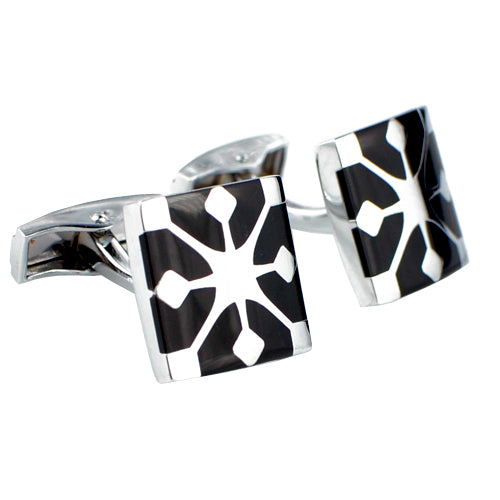 Black and Silver Square Cufflinks