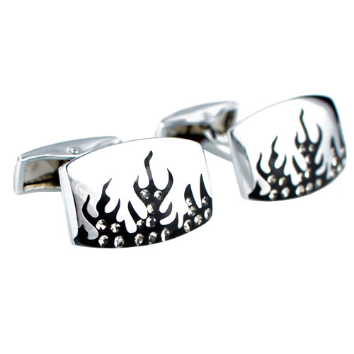 Black and Silver Fire Sign Cufflinks