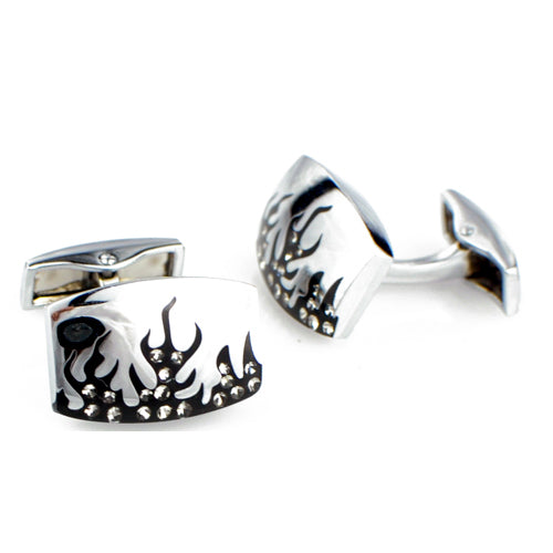 Black and Silver Fire Sign Cufflinks