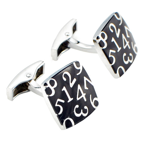 Black and Silver Square Number Cufflinks