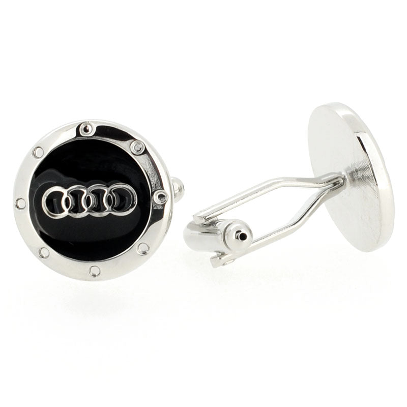 Black and Silver Audi Logo Automotive Car Cufflinks