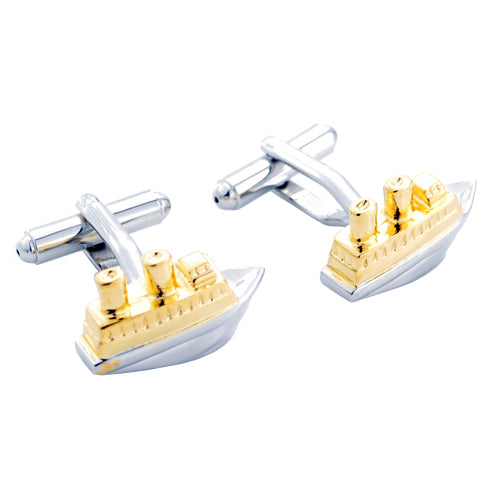 Silver and Gold Cruise Ship Cufflinks