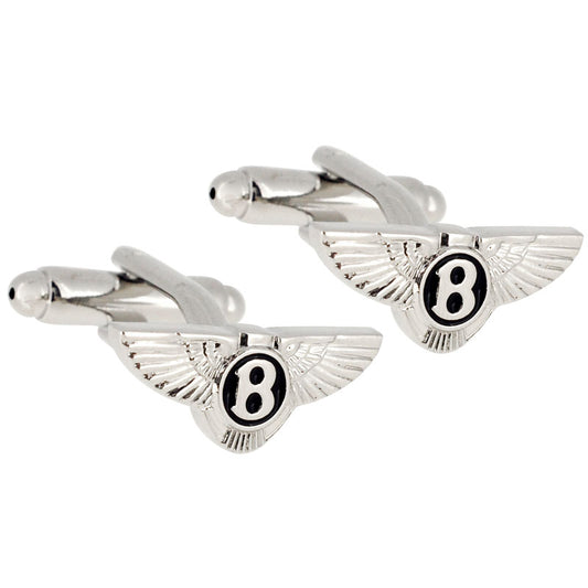 Silver Bentley Automotive Car Logo Cufflinks