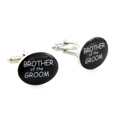 Brother of The Groom Silver and Black Wedding Cufflinks