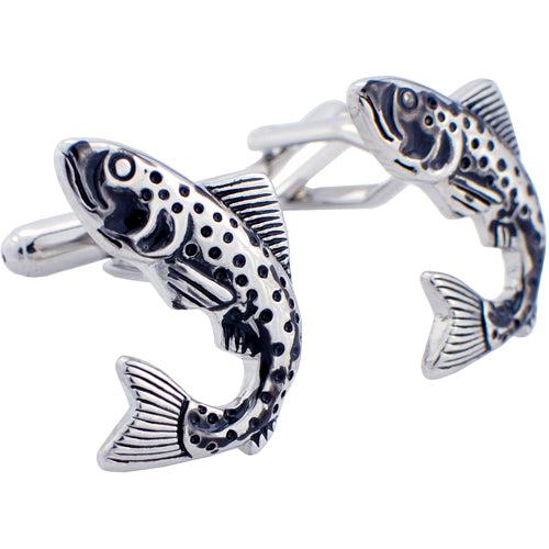 Black and Silver Fish Cufflinks Cuff links