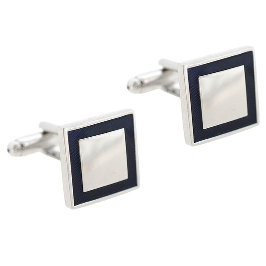 Silver and Blue Double Square Cufflinks