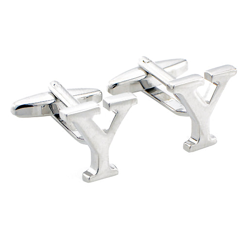 Initials Cufflinks Letter Y Silver Cuff-links (Mix and Match any Initials & Number)