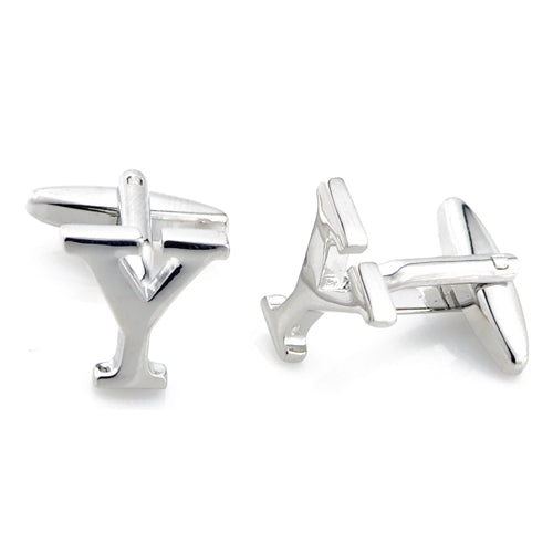 Initials Cufflinks Letter Y Silver Cuff-links (Mix and Match any Initials & Number)