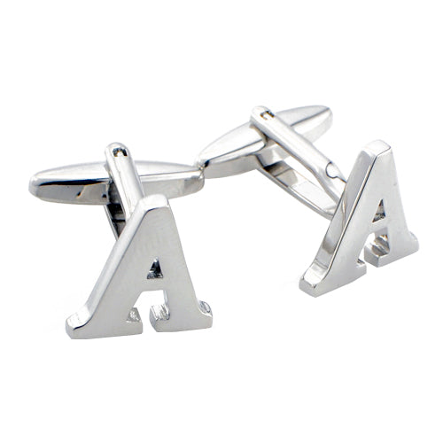 Initials Cufflinks Letter A Silver Cuff-links (Mix and Match any Initials & Number)