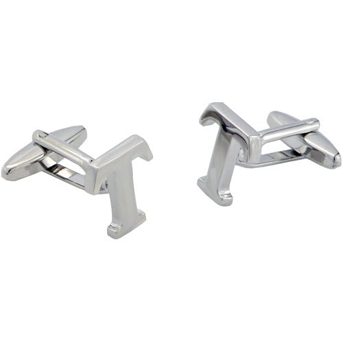 Initials Cufflinks Letter T Silver Cuff-links (Mix and Match any Initials & Number)