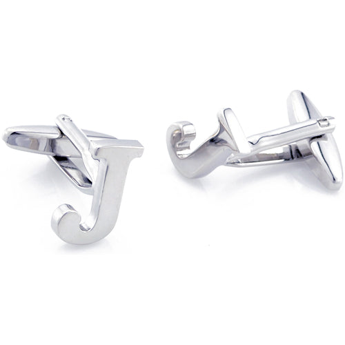Initials Cufflinks Letter J Silver Cuff-links (Mix and Match any Initials & Number)
