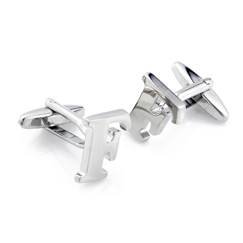 Initials Cufflinks Letter F Silver Cuff-links (Mix and Match any Initials & Number)