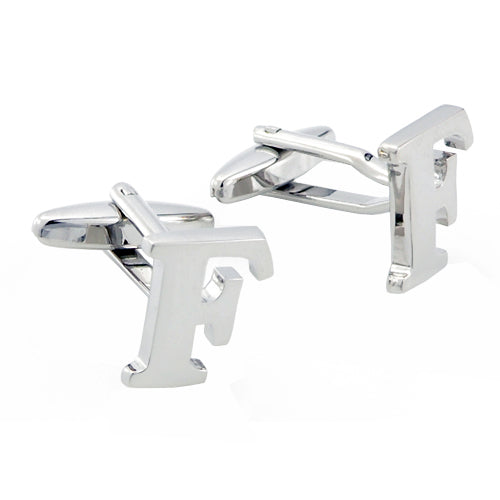 Initials Cufflinks Letter F Silver Cuff-links (Mix and Match any Initials & Number)