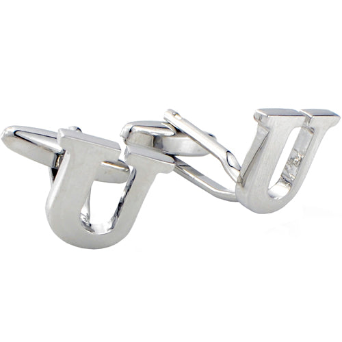 Initials Cufflinks Letter U Silver Cuff-links (Mix and Match any Initials & Number)