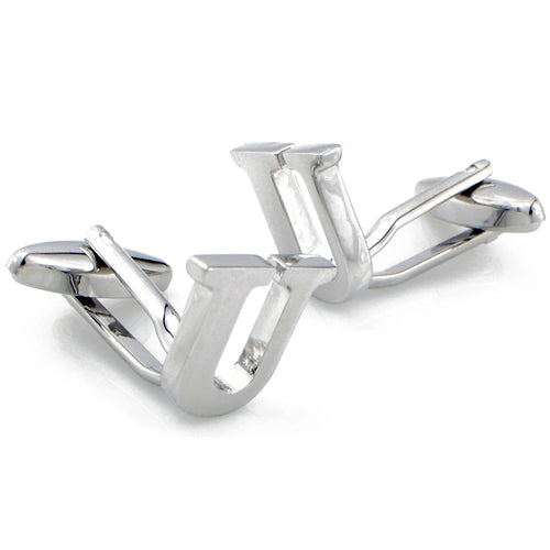 Initials Cufflinks Letter U Silver Cuff-links (Mix and Match any Initials & Number)