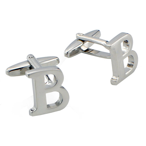 Initials Cufflinks Letter B Silver Cuff-links (Mix and Match any Initials & Number)