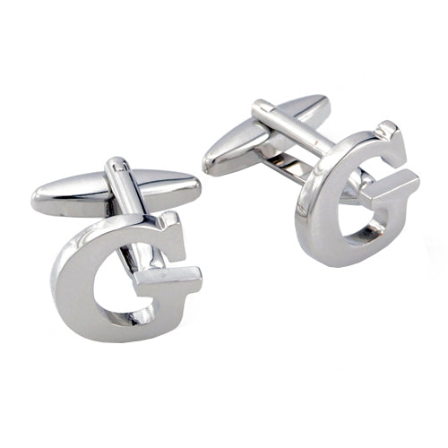 Initials Cufflinks Letter G Silver Cuff-links (Mix and Match any Initials & Number)
