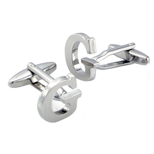 Initials Cufflinks Letter G Silver Cuff-links (Mix and Match any Initials & Number)
