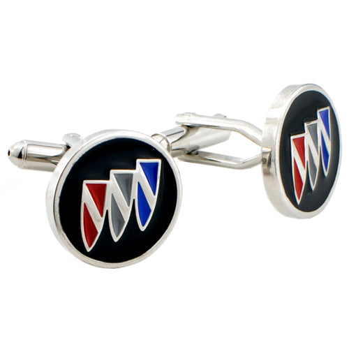 Black Blue Red Buick Logo Cufflinks Automotive Car Silver Cuff-links
