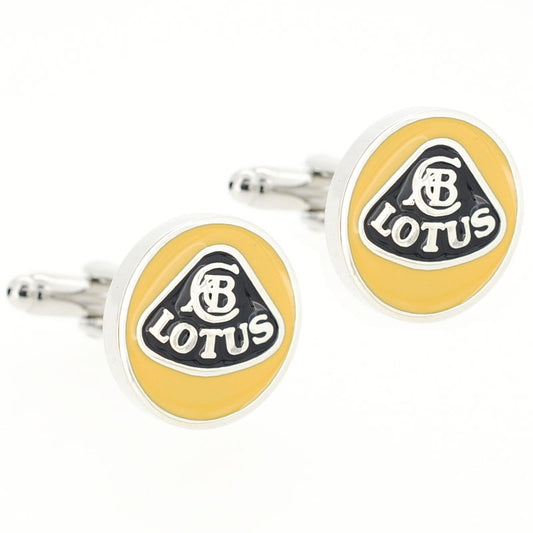 Yellow Lotus Logo Cufflinks Automotive Car CuffLinks