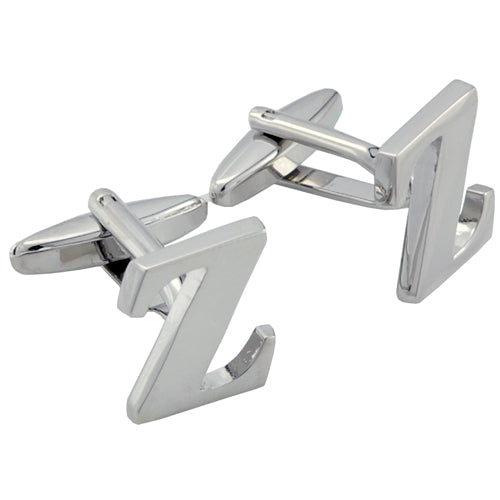 Initials Cufflinks Letter Z Silver Cuff-links (Mix and Match any Initials & Number)