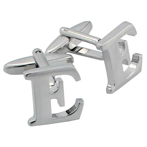 Initials Cufflinks Letter E Silver Cuff-links (Mix and Match any Initials & Number)