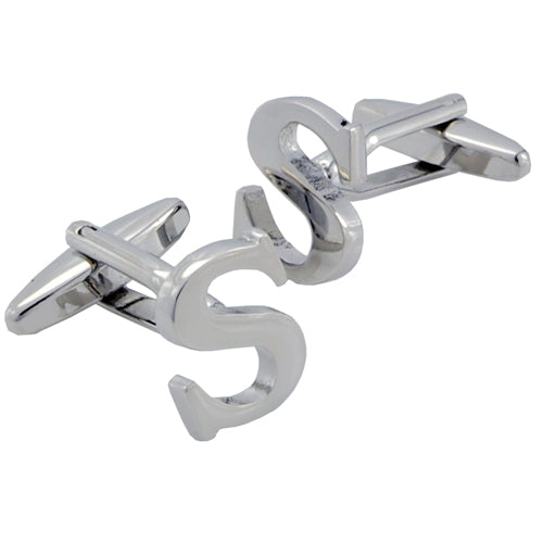Initials Cufflinks Letter S Silver Cuff-links (Mix and Match any Initials & Number)