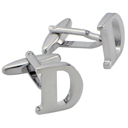 Initials Cufflinks Letter D Silver Cuff-links (Mix and Match any Initials & Number)