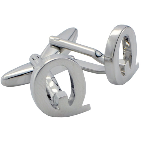 Initials Cufflinks Letter Q Silver Cuff-links (Mix and Match any Initials & Number)