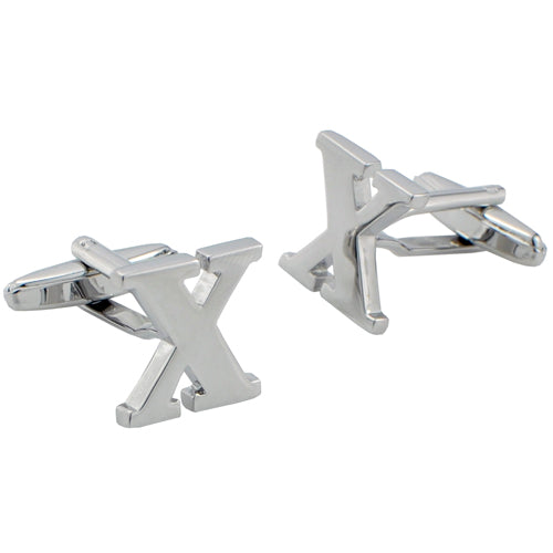 Initials Cufflinks Letter X Silver Cuff-links (Mix and Match any Initials & Number)
