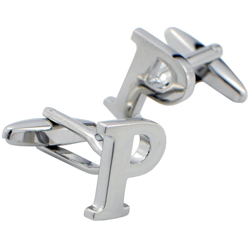 Initials Cufflinks Letter P Silver Cuff-links (Mix and Match any Initials & Number)