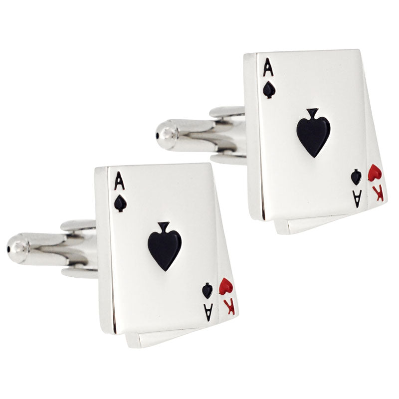 Silver Aces And King Poker Game Cufflinks