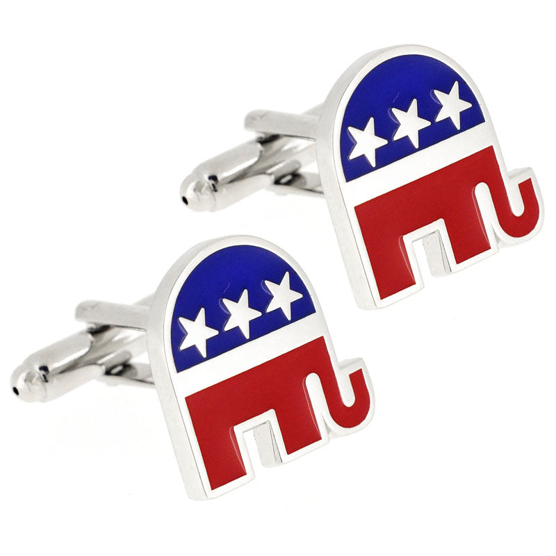 Patriotic Republican Elephant Cufflinks