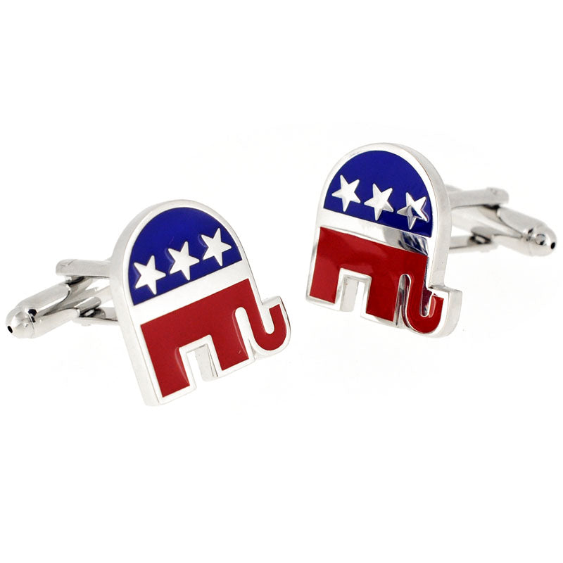 Patriotic Republican Elephant Cufflinks