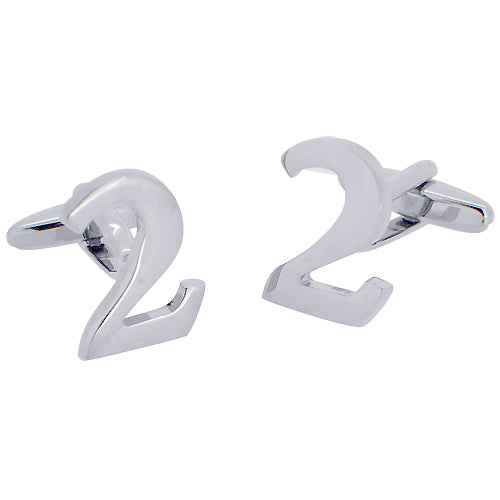 Number 2 Cufflinks Two Silver Cuff-links (Mix and Match any Initials & Number)