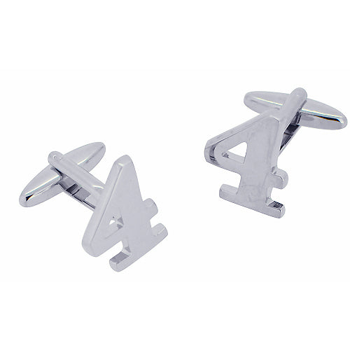 Number 4 Cufflinks Four Silver Cuff-links (Mix and Match any Initials & Number)