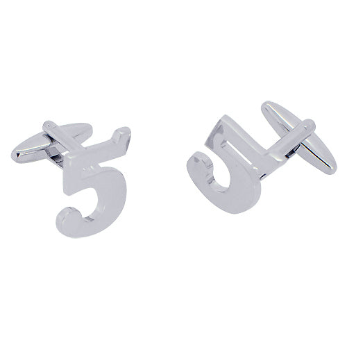 Number 5 Cufflinks Five Silver Cuff-links (Mix and Match any Initials & Number)
